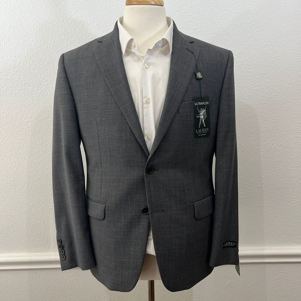 Lauren Ralph Lauren Suit Jacket Men's 40 Short Grey Ultraflex Classic Fit Blazer